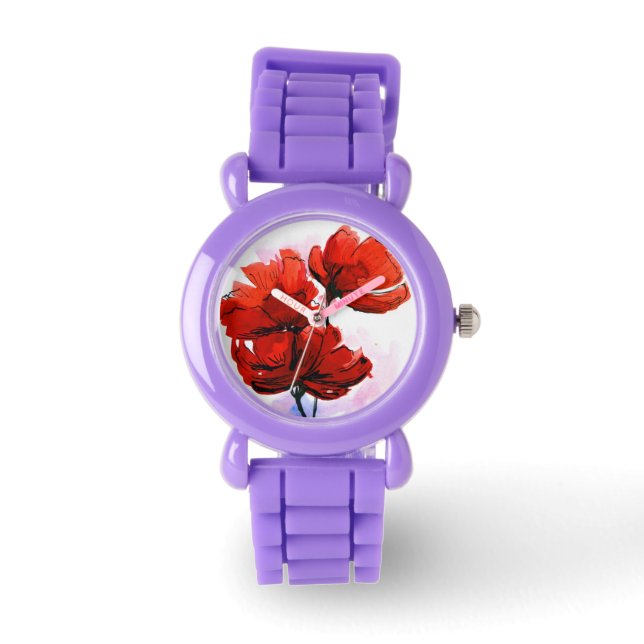 Abstrakter, blumengeschmückter Hintergrund 2 Armbanduhr (Vorderseite)