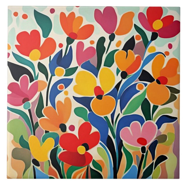 Abstrakter Blumenhintergrund, lebendig, Fliese (Vorderseite)