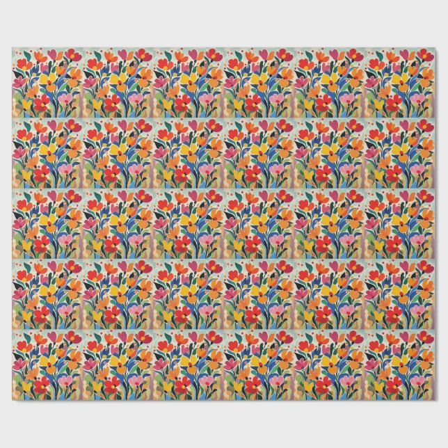 Abstrakter Blumenhintergrund, lebendig, Geschenkpapier (Flach)