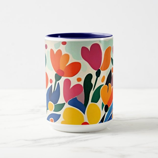 Abstrakter Blumenhintergrund, lebendig, Tasse (Zentrum)