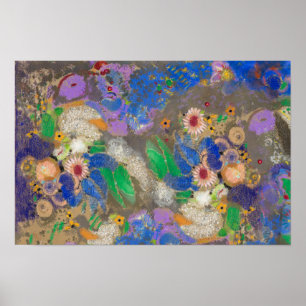 Abstrakter Blumenhintergrund von Odilon Redon. Poster