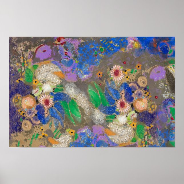 Abstrakter Blumenhintergrund von Odilon Redon.   Poster (Vorne)