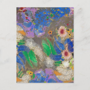 Abstrakter Blumenhintergrund von Odilon Redon. Postkarte