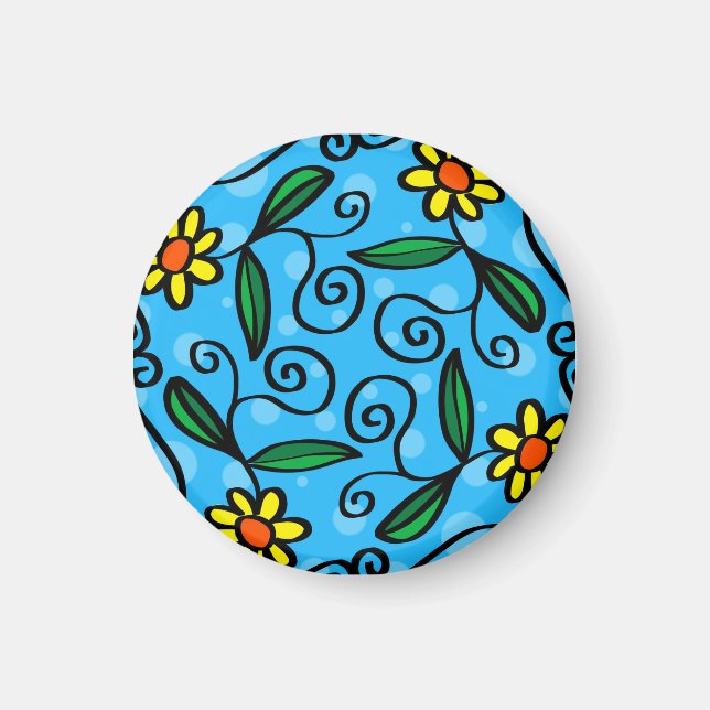 Abstrakter Blumenmagnet Magnet (Vorne)