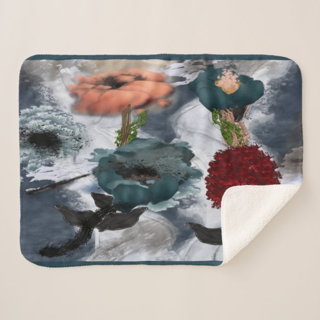 Abstrakter Blumenstrauß Sherpa Blanket Sherpadecke (Vorderseite (Horizontal))