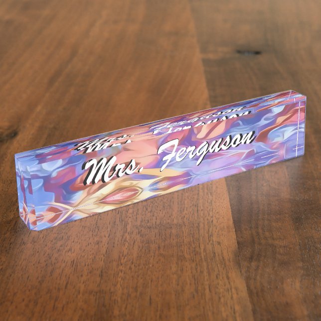 Abstrakter BlumenWatercolor personalisiert Namensplakette (Seite)