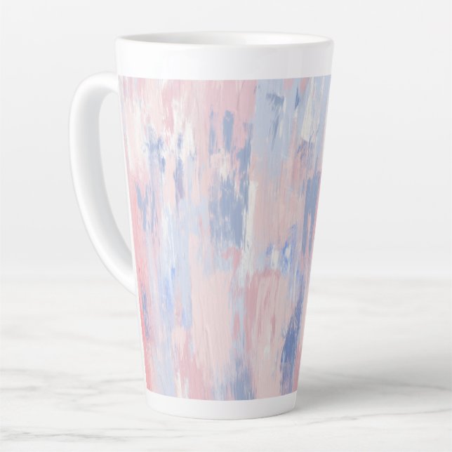 Abstrakter Blush und blaue Pinselstriche Milchtasse (Linke Ecke)