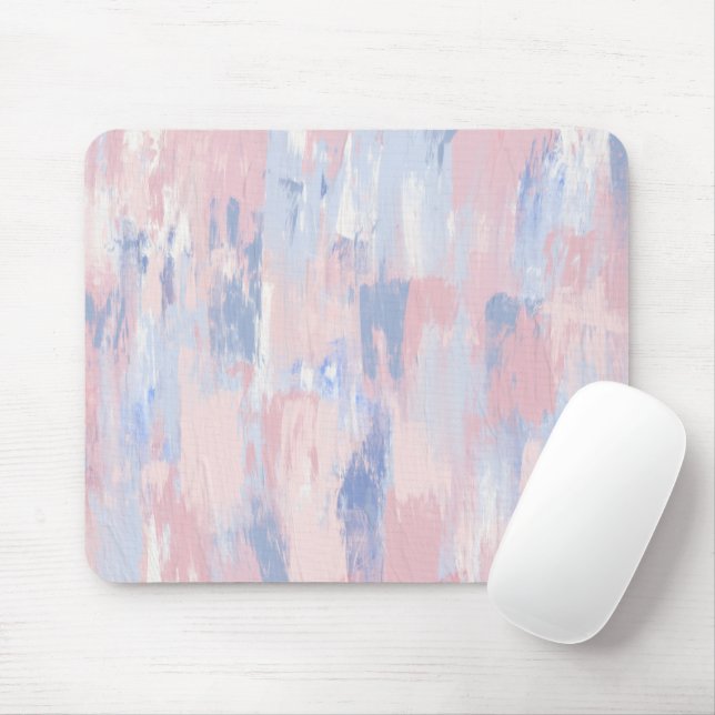 Abstrakter Blush und blaue Pinselstriche Mousepad (Mit Mouse)