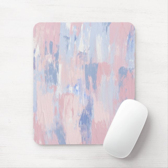 Abstrakter Blush und blauer Pinselstrich Mousepad (Mit Mouse)