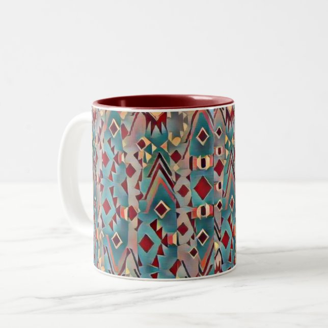 Abstrakter Boho-Aztek Zweifarbige Tasse (Vorderseite Links)