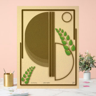 Abstrakter Boho-Geometrischer Bogen & Blätter Beig Acrylschild