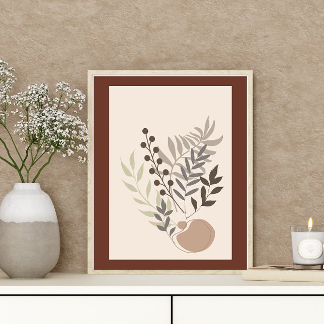 Abstrakter Boho Style Foliage Leaf Botanisch Poster (Von Creator hochgeladen)