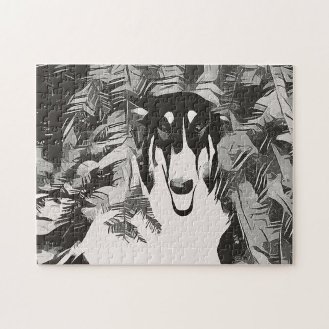 Abstrakter Borzoi im Kiefernwald Puzzle (Horizontal)