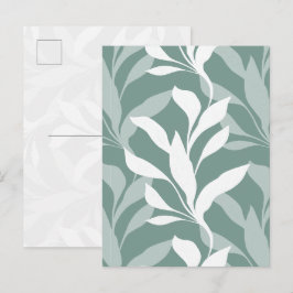 Abstrakter Botanischer Nebel-Teal-Blattwerk in der Postkarte