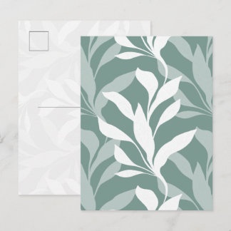 Abstrakter Botanischer Nebel-Teal-Blattwerk in der Postkarte