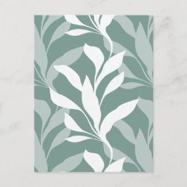 Abstrakter Botanischer Nebel-Teal-Blattwerk in der Postkarte