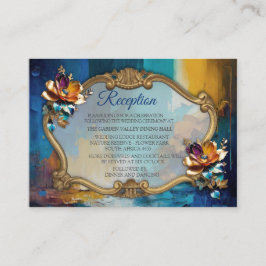 Abstrakter Bronze-Stil, goldblau, barocke Begleitkarte