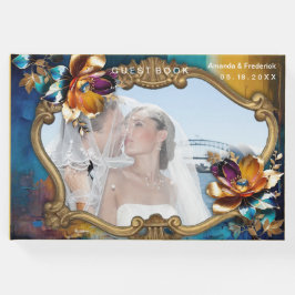 Abstrakter Bronze-Stil, goldblau, barocke Gästebuch