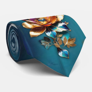 Abstrakter Bronze-Stil, goldblau, barocke Krawatte