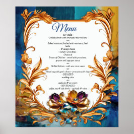 Abstrakter Bronze-Stil, goldblau, barocke Poster