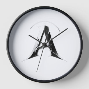 Abstrakter Buchstabe A Schwarz-Weiß-Moderne Wanduh Uhr
