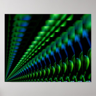 Abstrakter Bug für grüne und blaue Blume Poster
