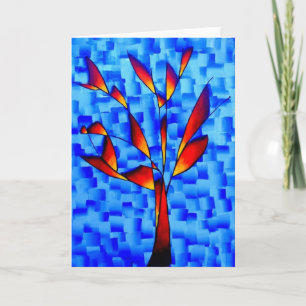 Abstrakter bunter Baum auf blauem Hintergrund Karte