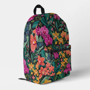 Abstrakter Bunter Orchideen & Schmetterlinge Rucks Bedruckter Rucksack