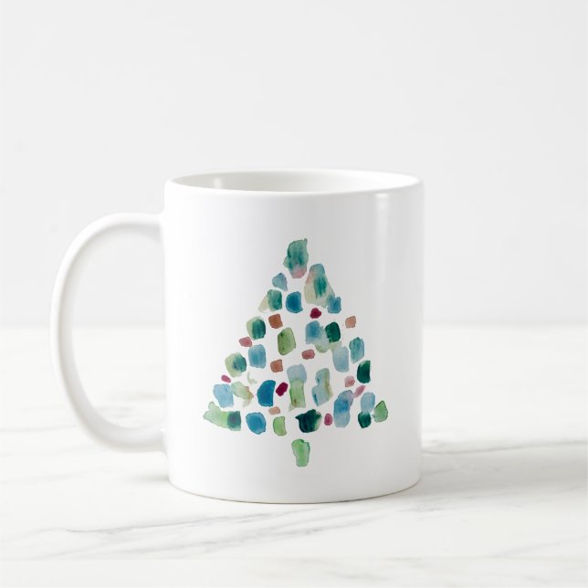 Abstrakter bunter Weihnachtsbaum Kaffeetasse (Links)