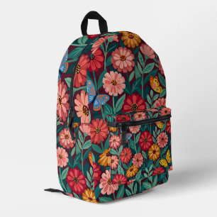 Abstrakter Bunter Zinnias Schmetterlinge Rucksack