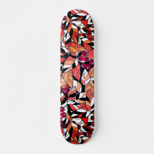 Abstrakter Cartoon Blätter Beeren schwarz Skateboard