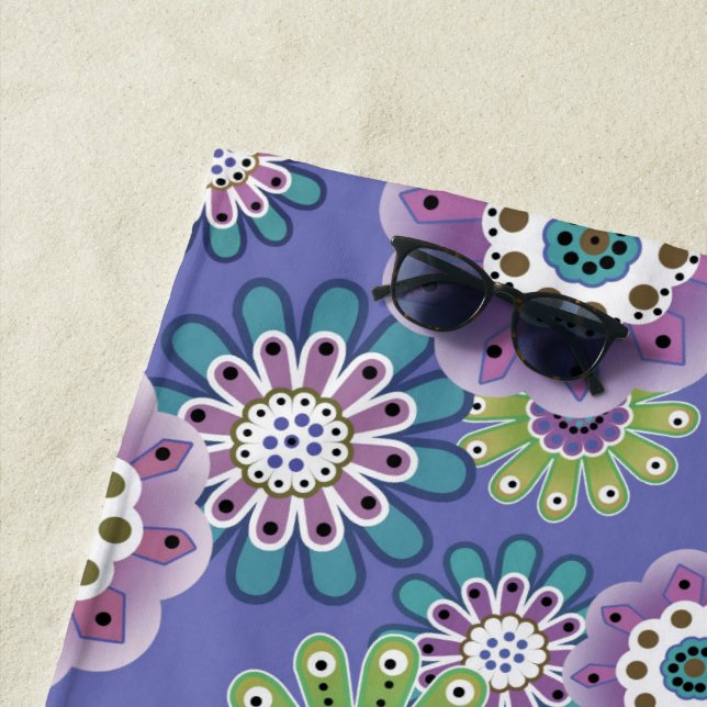 Abstrakter Cartoon Blume Blumenkinder skandinav Strandtuch (Beispiel)