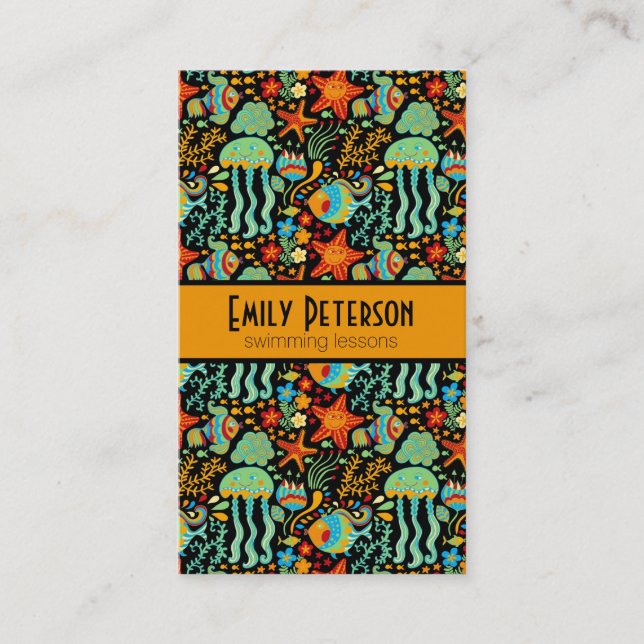 Abstrakter Cartoon des Wasserlebens 2 Visitenkarte (Vorderseite)