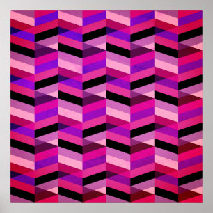Abstrakter Chevron/Fischgrätenmuster Lila & Viol Poster