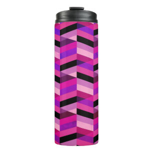 Abstrakter Chevron/Fischgrätenmuster   Lila & Viol Thermosbecher