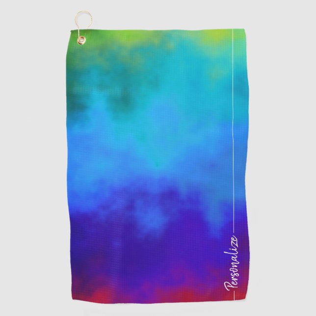 Abstrakter Cloudy Regenbogen Cool farbenfroh glänz Golfhandtuch (Vorderseite)