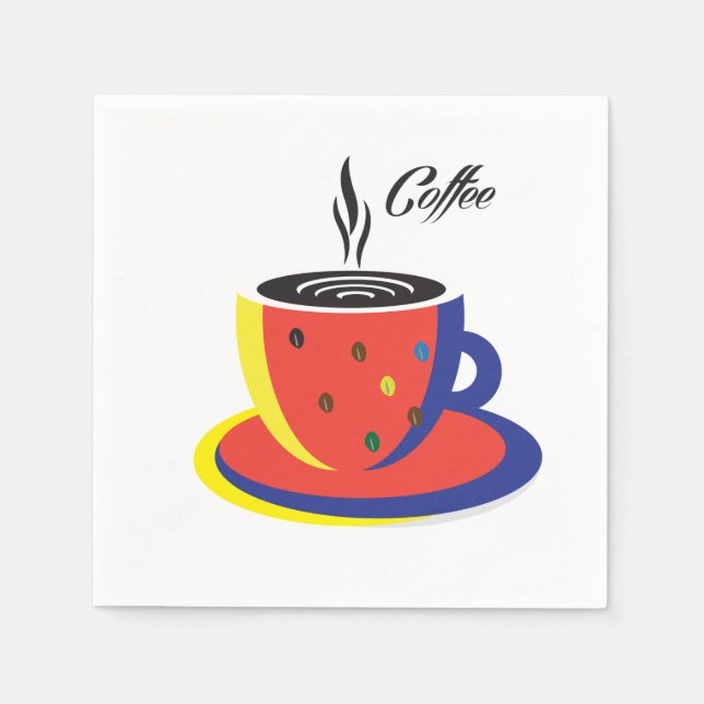 Abstrakter "Coffee Cup" Pop Art Trendy Stylish Serviette (Vorderseite)