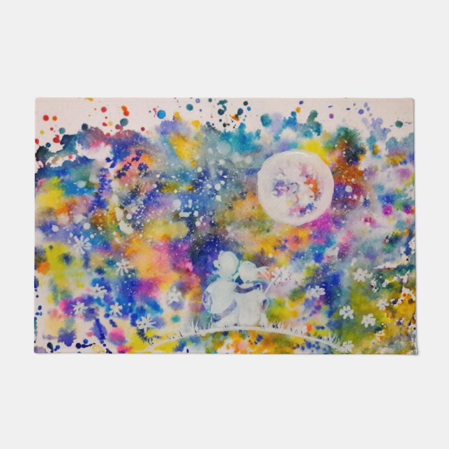 Abstrakter Couple Moon Dreams Doormat Fußmatte (Vorderseite)