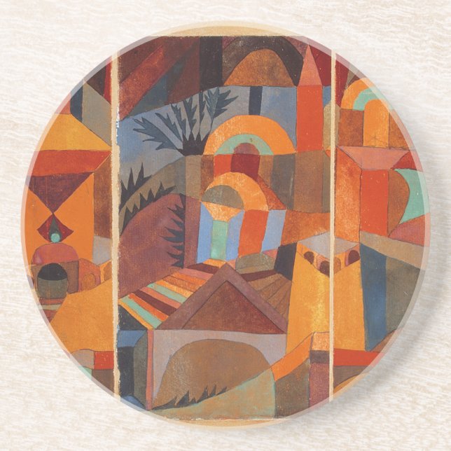 Abstrakter Cubismus Klee Tempelgärten Getränkeuntersetzer (Vorne)