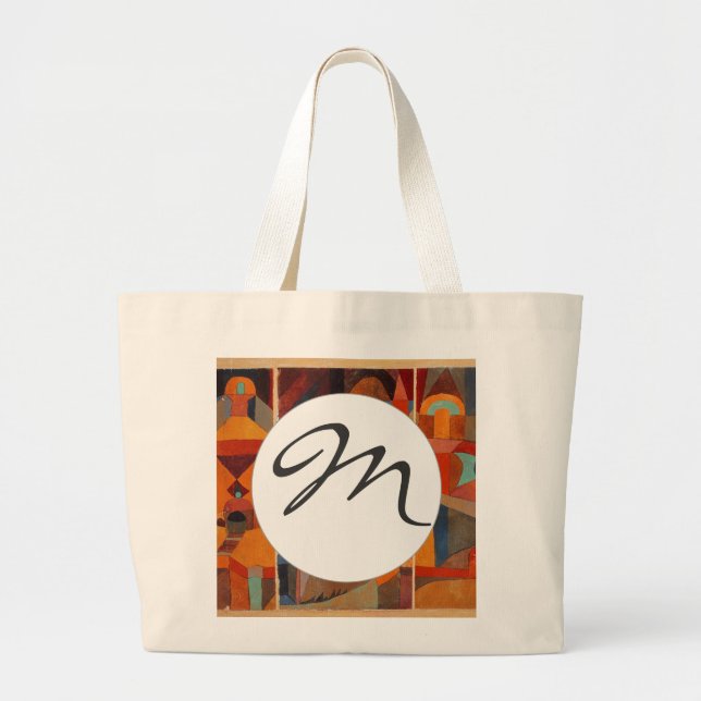 Abstrakter Cubismus Klee Tempelgärten Jumbo Stoffbeutel (Vorne)