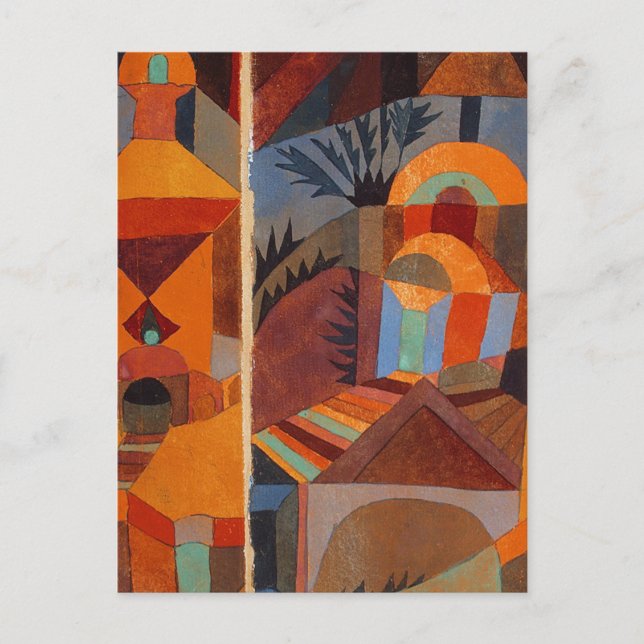 Abstrakter Cubismus Klee Tempelgärten Postkarte (Vorderseite)