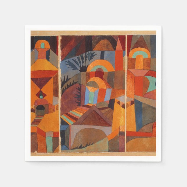 Abstrakter Cubismus Klee Tempelgärten Serviette (Vorderseite)