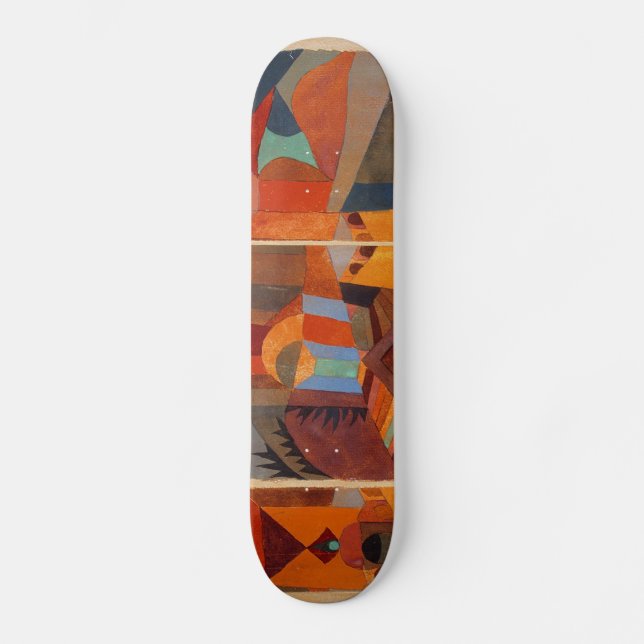 Abstrakter Cubismus Klee Tempelgärten Skateboard (Vorderseite)