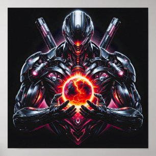 Abstrakter Cyber-Kosmischer Wächter Futuristischer Poster
