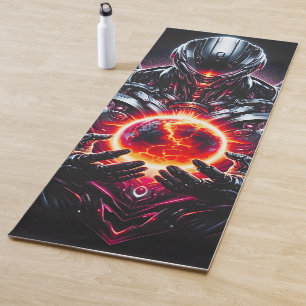 Abstrakter Cyber-Kosmischer Wächter Futuristischer Yogamatte