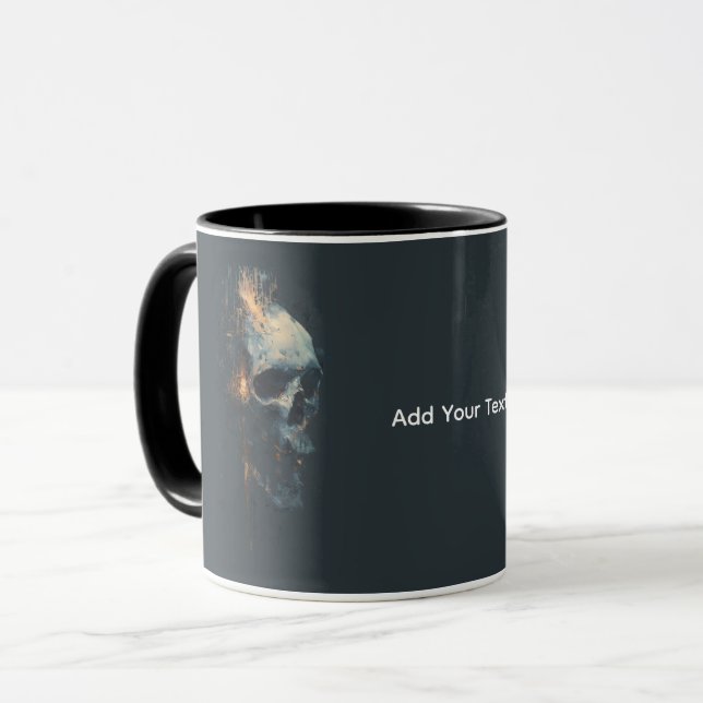 Abstrakter Cyberpunk-Mixed-Media-Kaffeebecher Tasse (Vorderseite Links)