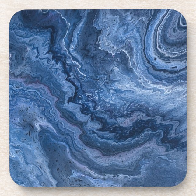 Abstrakter Deep Blue Marble Getränkeuntersetzer (Vorderseite)