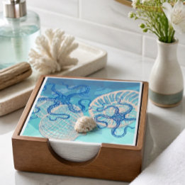 Abstrakter Deep Blue Sea Druck Papier Cocktail Ser Serviette