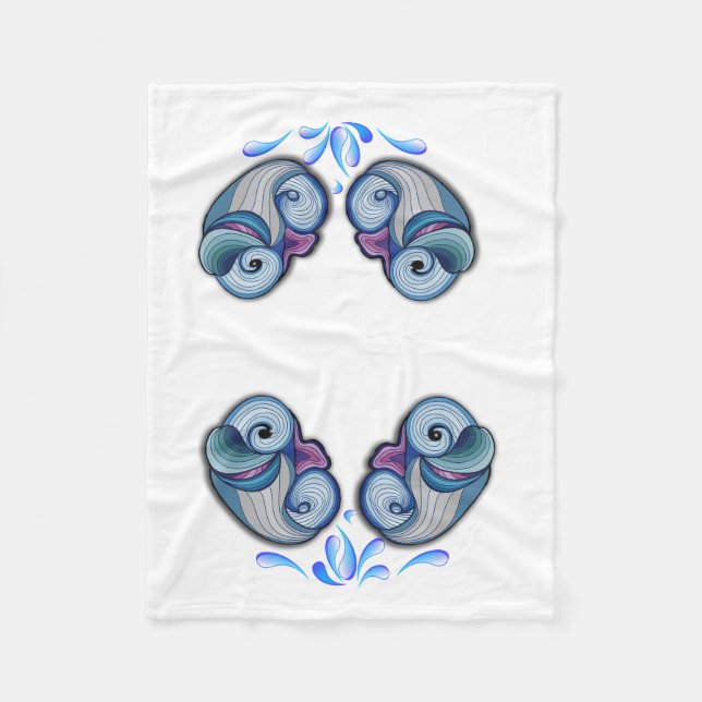 Abstrakter Delphin Fleecedecke (Vorderseite)