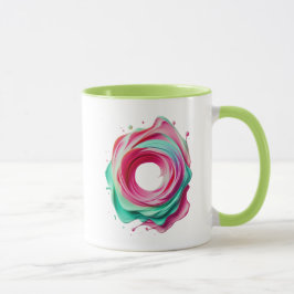 Abstrakter Designkreis mit rosa und grünen Farben. Tasse